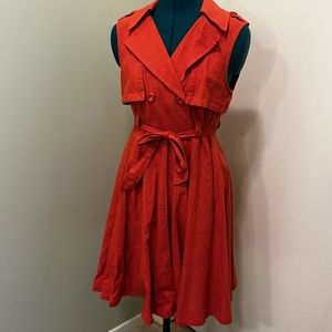 Orange linen midi dress, NWT